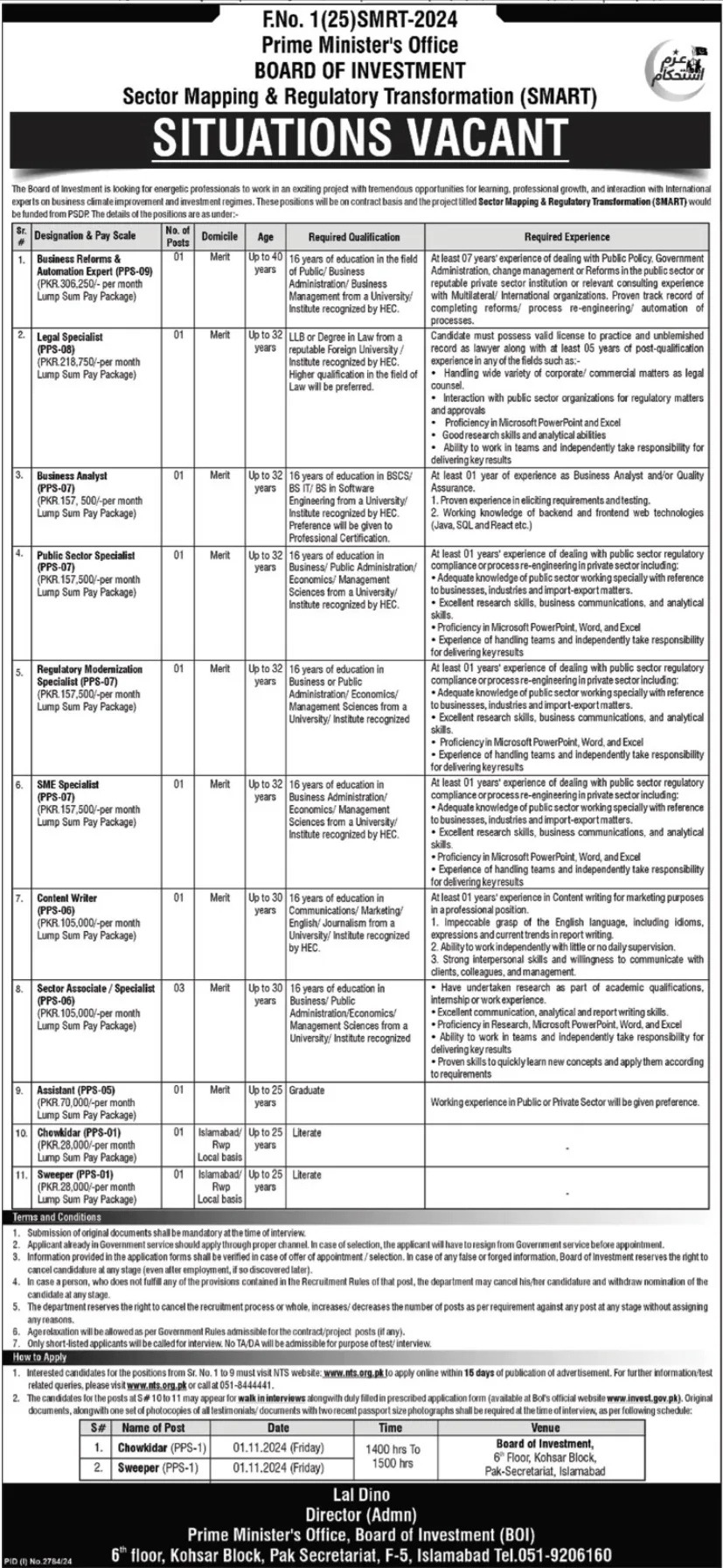 Board of Investment BOI  Jobs 2024 Advertisement