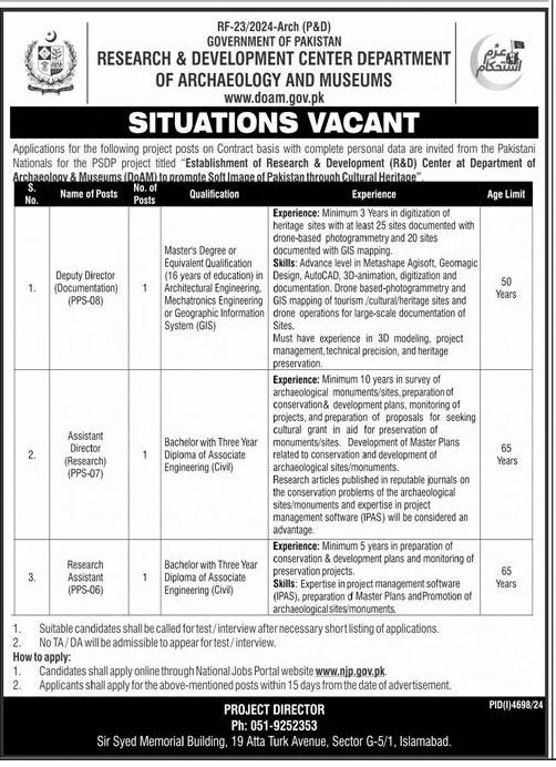 Department of Archaeology and Museums Islamabad Jobs 2025 Advertisement,Department of Archaeology and Museums Jobs,