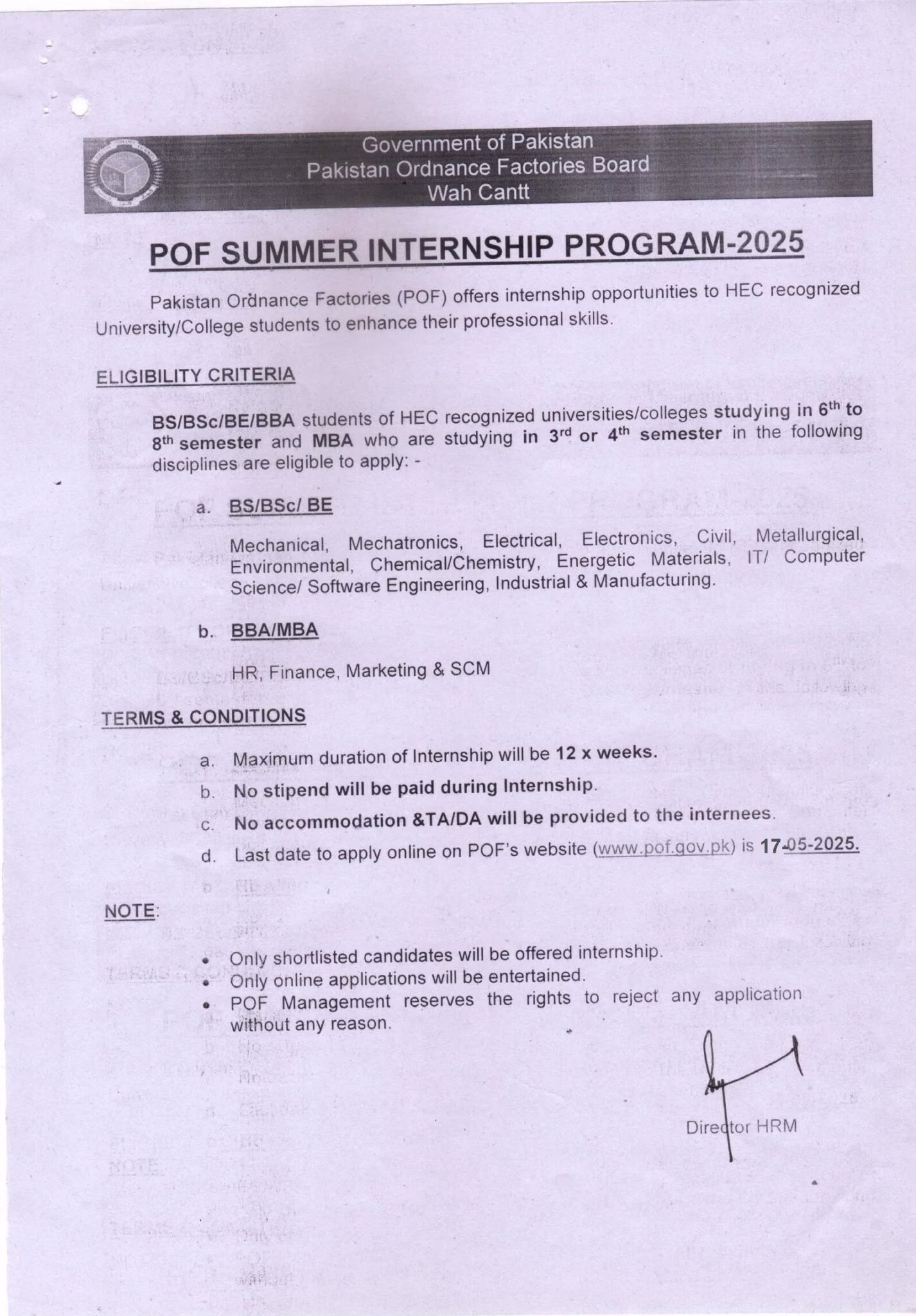 POF Jobs 2025 Advertisement,POF Jobs 2025,